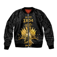 Haitian Negre Marron 1804 Bomber Jacket Black Polynesian Pattern LT9 Unisex Black - Polynesian Pride