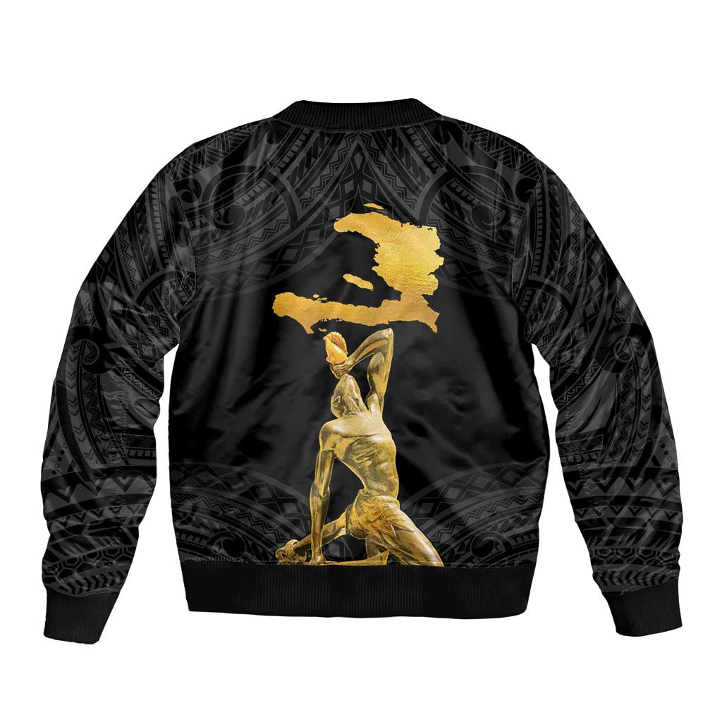 Haitian Negre Marron 1804 Bomber Jacket Black Polynesian Pattern LT9 - Polynesian Pride