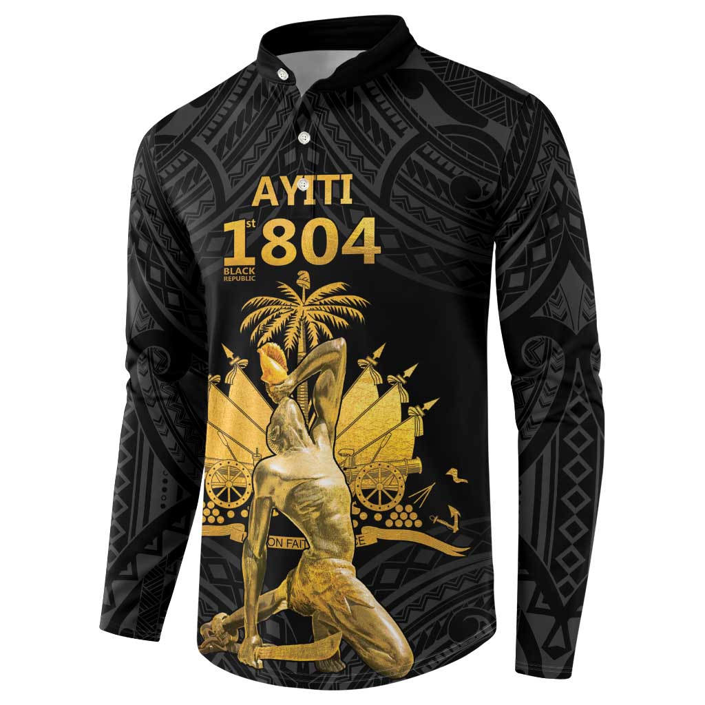 Haitian Negre Marron 1804 Button Sweatshirt Black Polynesian Pattern LT9 - Polynesian Pride
