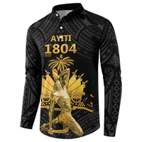 Haitian Negre Marron 1804 Button Sweatshirt Black Polynesian Pattern LT9 - Polynesian Pride