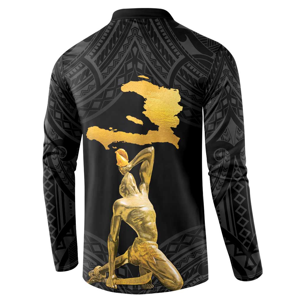 Haitian Negre Marron 1804 Button Sweatshirt Black Polynesian Pattern LT9 - Polynesian Pride