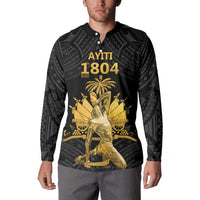 Haitian Negre Marron 1804 Button Sweatshirt Black Polynesian Pattern LT9 - Polynesian Pride