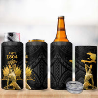 Haitian Negre Marron 1804 4 in 1 Can Cooler Tumbler Black Polynesian Pattern LT9 - Polynesian Pride