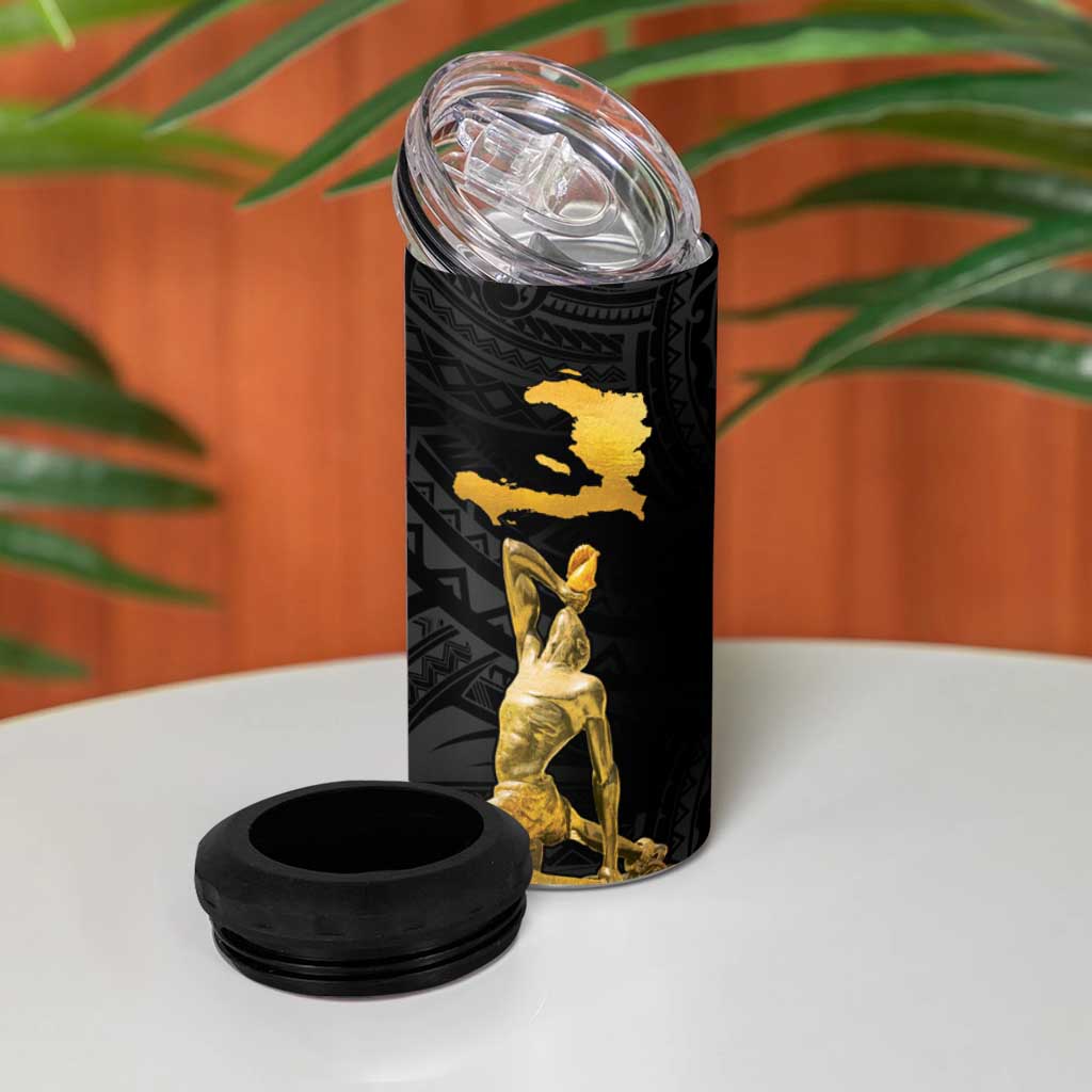 Haitian Negre Marron 1804 4 in 1 Can Cooler Tumbler Black Polynesian Pattern LT9 - Polynesian Pride
