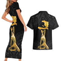 Haitian Negre Marron 1804 Couples Matching Short Sleeve Bodycon Dress and Hawaiian Shirt Black Polynesian Pattern LT9 - Polynesian Pride
