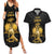 Haitian Negre Marron 1804 Couples Matching Summer Maxi Dress and Hawaiian Shirt Black Polynesian Pattern