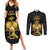 Haitian Negre Marron 1804 Couples Matching Summer Maxi Dress and Long Sleeve Button Shirt Black Polynesian Pattern