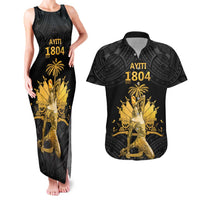 Haitian Negre Marron 1804 Couples Matching Tank Maxi Dress and Hawaiian Shirt Black Polynesian Pattern LT9 Black - Polynesian Pride