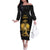 Haitian Negre Marron 1804 Family Matching Off The Shoulder Long Sleeve Dress and Hawaiian Shirt Black Polynesian Pattern