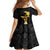 Haitian Negre Marron 1804 Family Matching Off Shoulder Short Dress and Hawaiian Shirt Black Polynesian Pattern