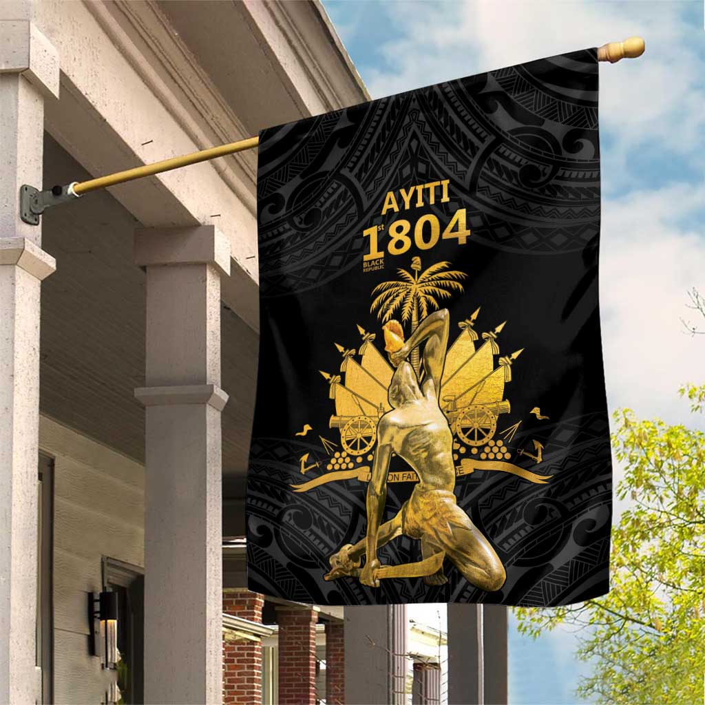 Haitian Negre Marron 1804 Garden Flag Black Polynesian Pattern LT9 House Flag Black - Polynesian Pride