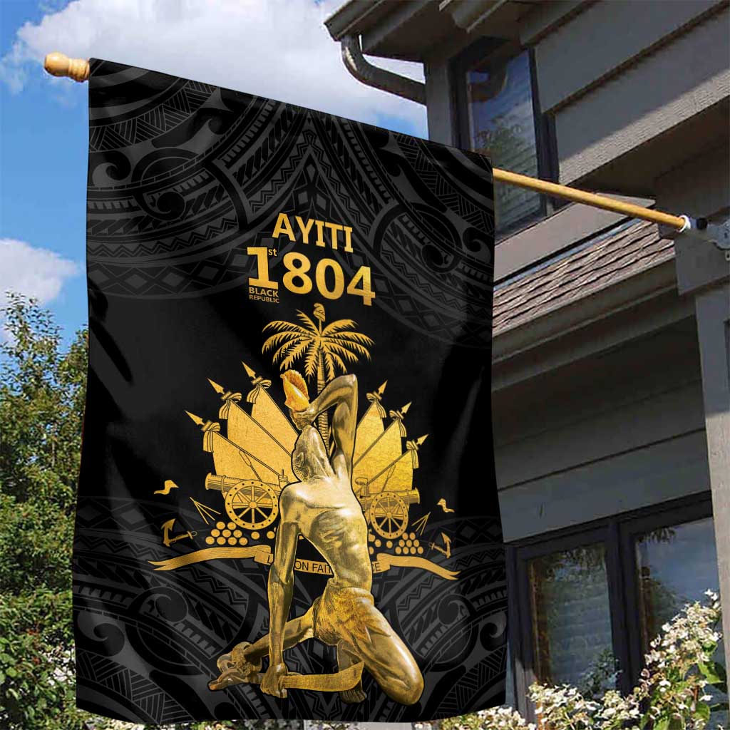 Haitian Negre Marron 1804 Garden Flag Black Polynesian Pattern LT9 - Polynesian Pride