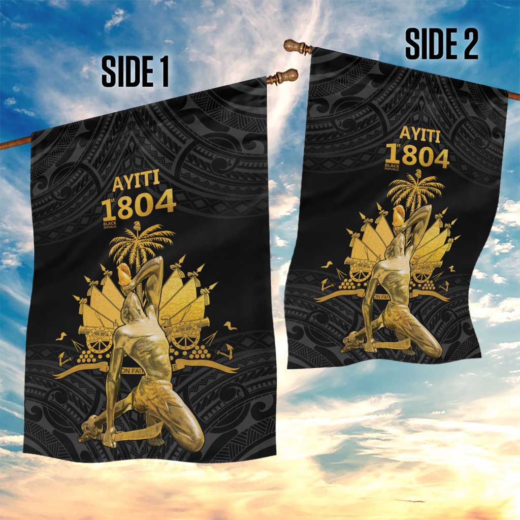 Haitian Negre Marron 1804 Garden Flag Black Polynesian Pattern LT9 - Polynesian Pride