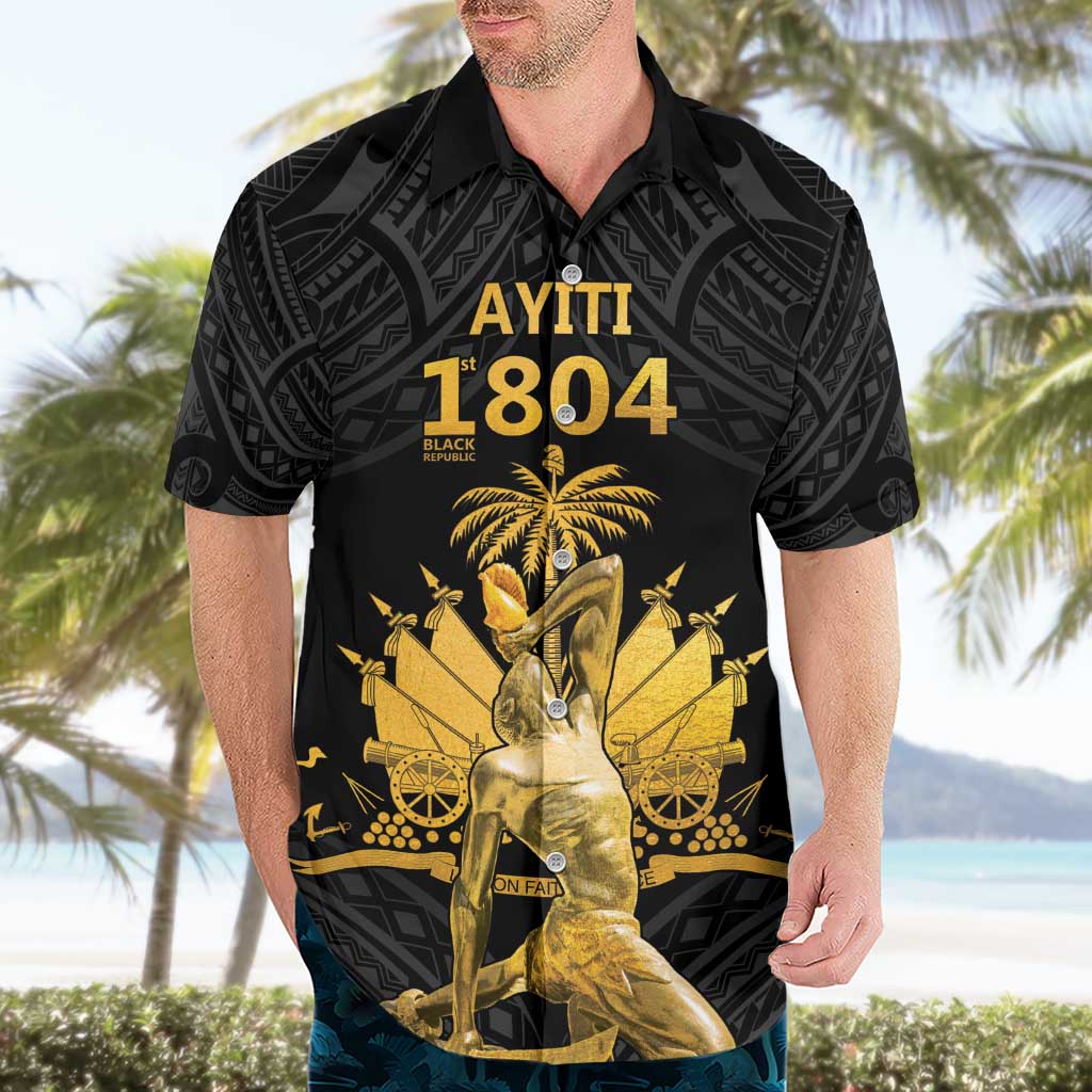 Haitian Negre Marron 1804 Hawaiian Shirt Black Polynesian Pattern LT9 - Polynesian Pride