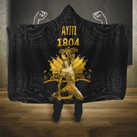 Haitian Negre Marron 1804 Hooded Blanket Black Polynesian Pattern LT9 - Polynesian Pride