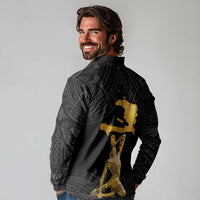 Haitian Negre Marron 1804 Long Sleeve Polo Shirt Black Polynesian Pattern