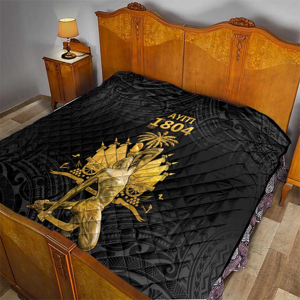 Haitian Negre Marron 1804 Quilt Black Polynesian Pattern