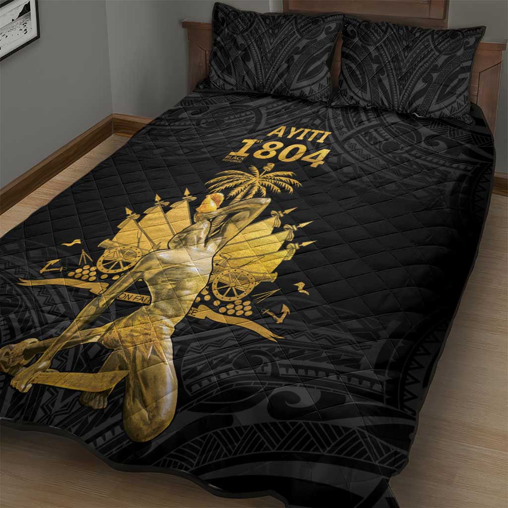 Haitian Negre Marron 1804 Quilt Bed Set Black Polynesian Pattern LT9 - Polynesian Pride
