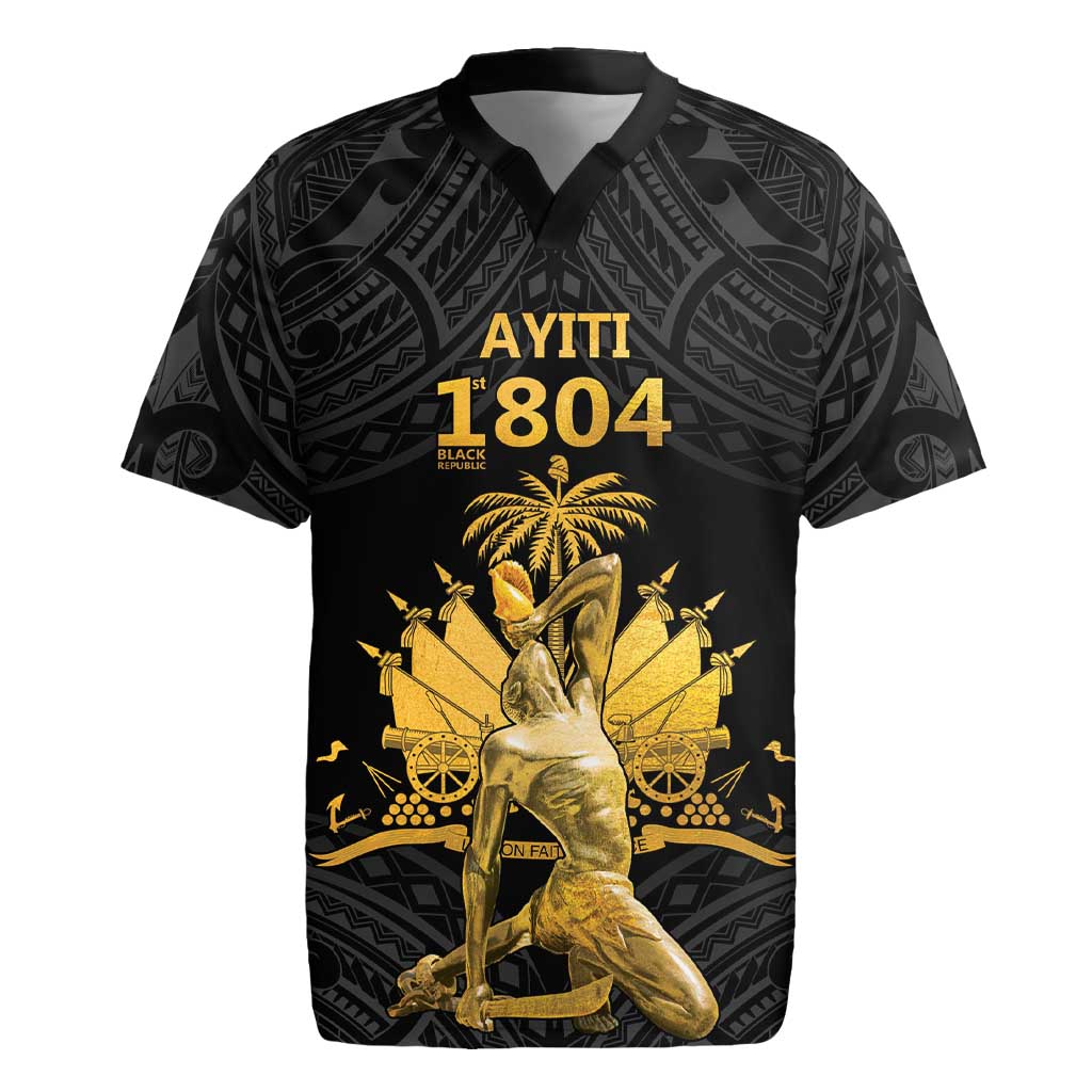 Haitian Negre Marron 1804 Rugby Jersey Black Polynesian Pattern LT9 Black - Polynesian Pride