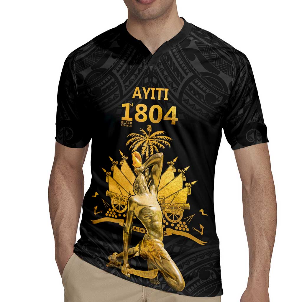 Haitian Negre Marron 1804 Rugby Jersey Black Polynesian Pattern LT9 - Polynesian Pride