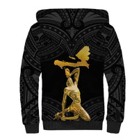 Haitian Negre Marron 1804 Sherpa Hoodie Black Polynesian Pattern LT9 - Polynesian Pride