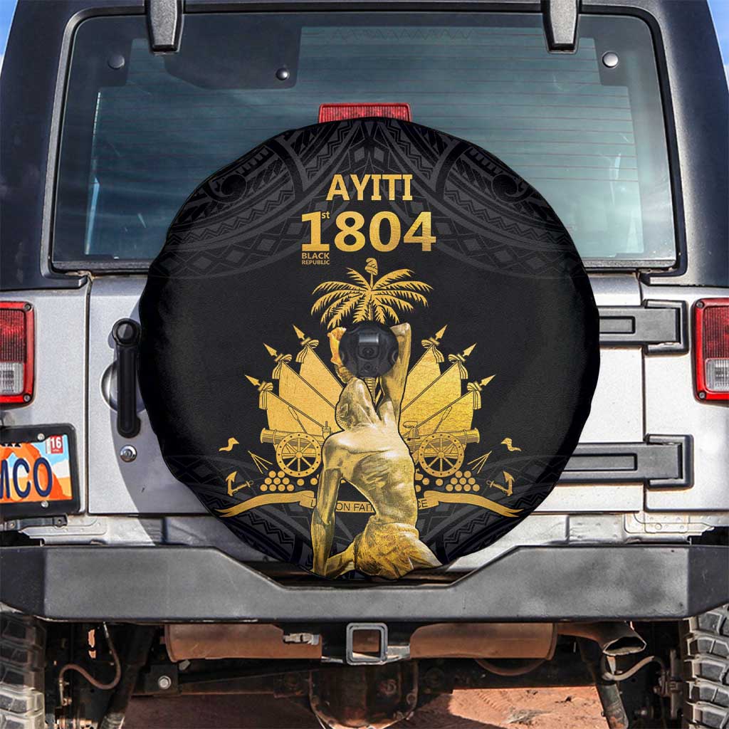 Haitian Negre Marron 1804 Spare Tire Cover Black Polynesian Pattern LT9 Black - Polynesian Pride