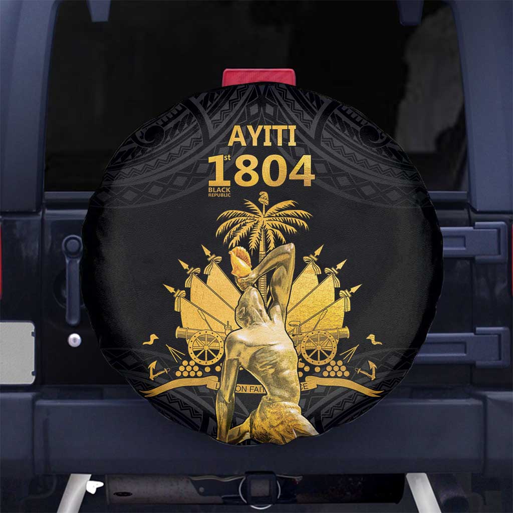 Haitian Negre Marron 1804 Spare Tire Cover Black Polynesian Pattern LT9 - Polynesian Pride