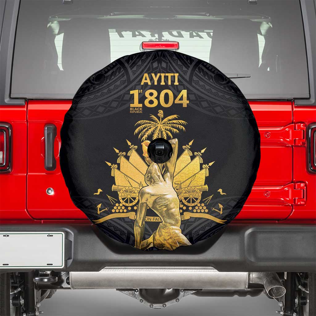 Haitian Negre Marron 1804 Spare Tire Cover Black Polynesian Pattern LT9 - Polynesian Pride