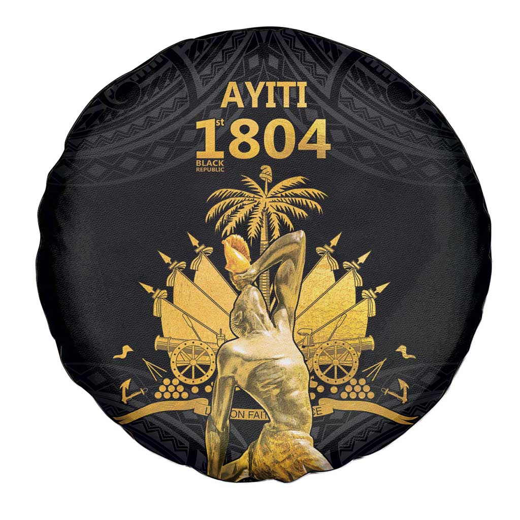 Haitian Negre Marron 1804 Spare Tire Cover Black Polynesian Pattern LT9 - Polynesian Pride