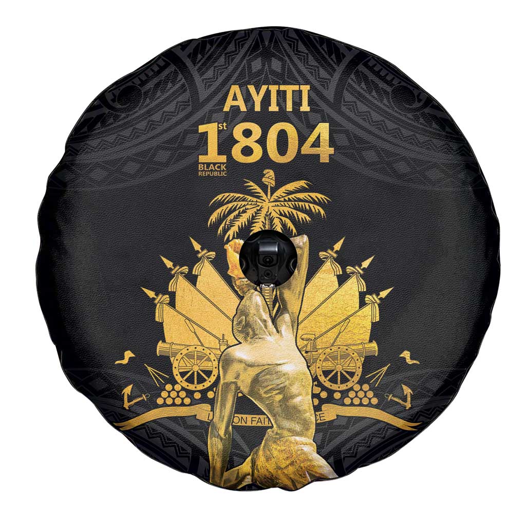 Haitian Negre Marron 1804 Spare Tire Cover Black Polynesian Pattern LT9 - Polynesian Pride