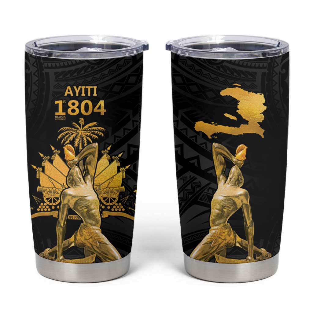 Haitian Negre Marron 1804 Tumbler Cup Black Polynesian Pattern LT9 Black - Polynesian Pride
