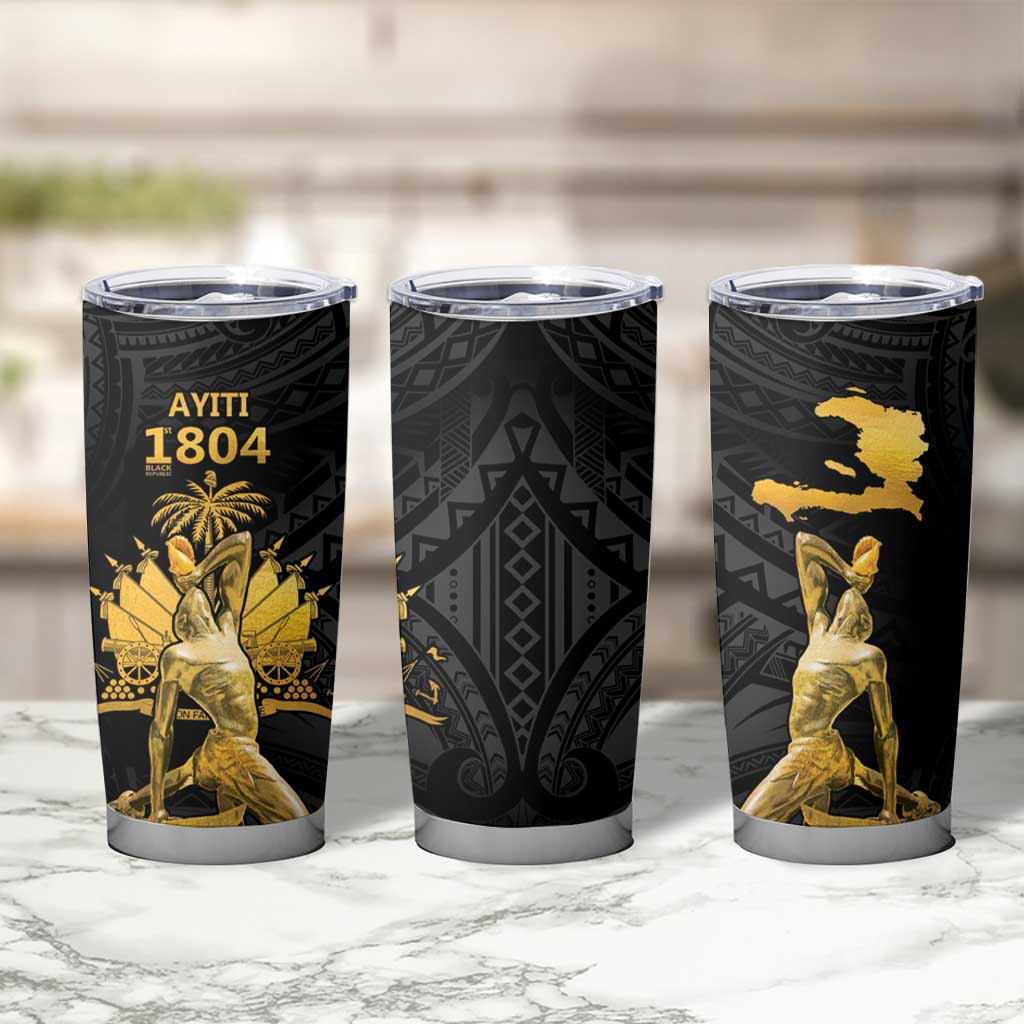 Haitian Negre Marron 1804 Tumbler Cup Black Polynesian Pattern LT9 - Polynesian Pride