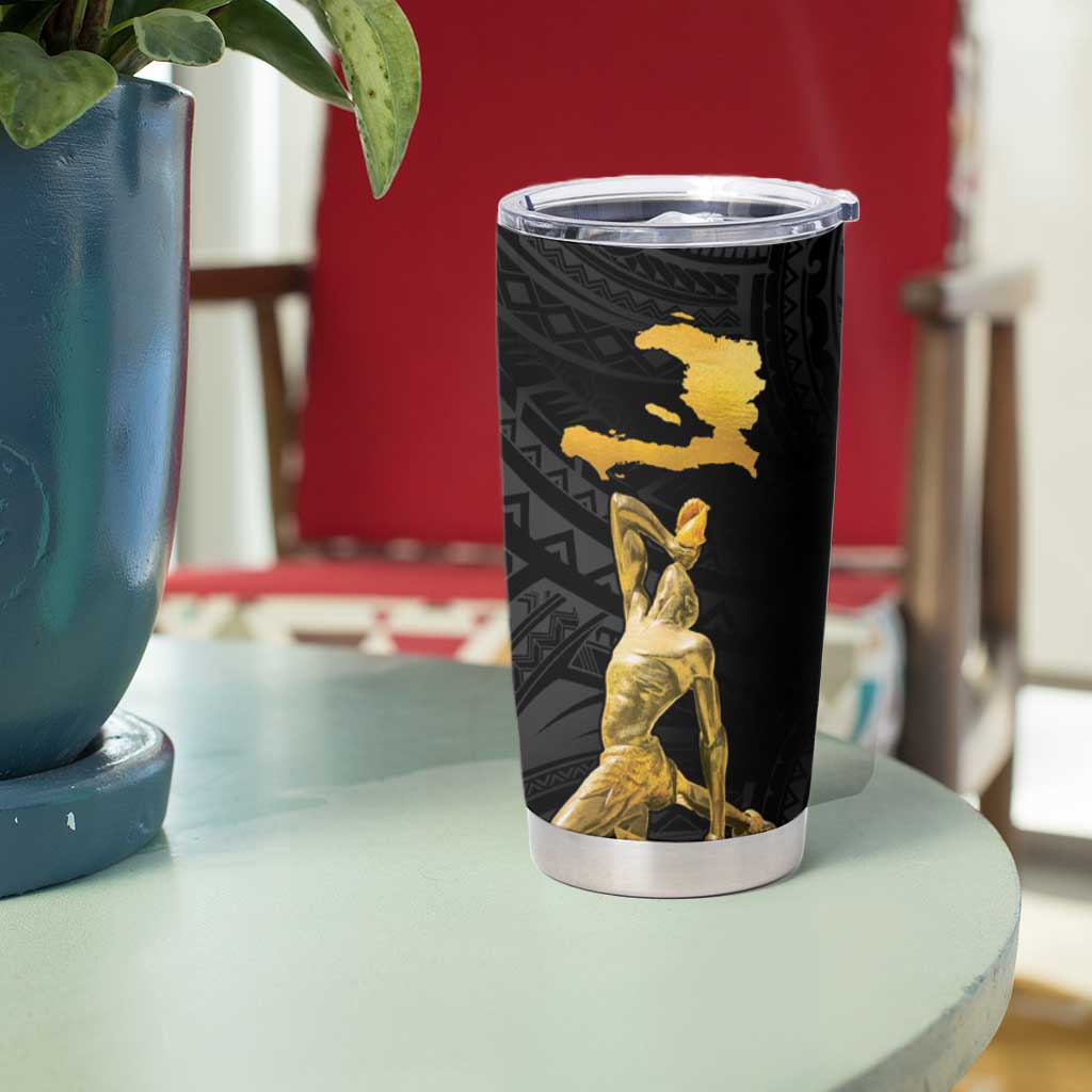 Haitian Negre Marron 1804 Tumbler Cup Black Polynesian Pattern LT9 - Polynesian Pride