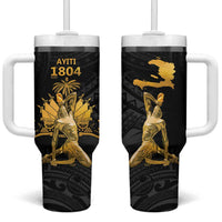 Haitian Negre Marron 1804 Tumbler With Handle Black Polynesian Pattern LT9 One Size: 40 oz Black - Polynesian Pride