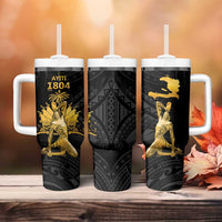 Haitian Negre Marron 1804 Tumbler With Handle Black Polynesian Pattern LT9 - Polynesian Pride