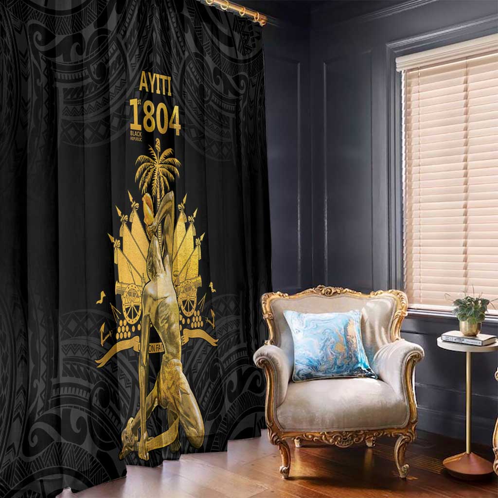 Haitian Negre Marron 1804 Window Curtain Black Polynesian Pattern LT9 - Polynesian Pride