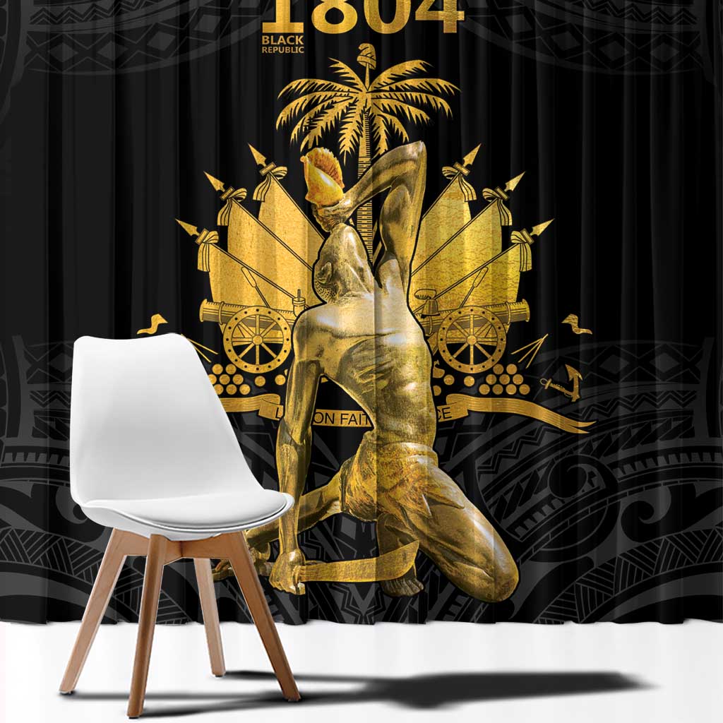 Haitian Negre Marron 1804 Window Curtain Black Polynesian Pattern LT9 - Polynesian Pride