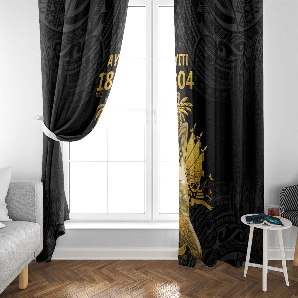 Haitian Negre Marron 1804 Window Curtain Black Polynesian Pattern LT9 - Polynesian Pride