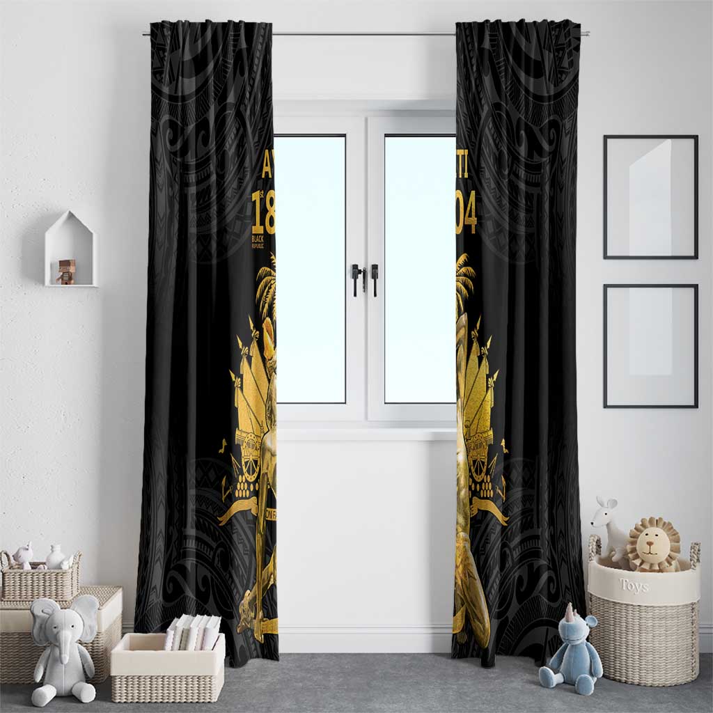Haitian Negre Marron 1804 Window Curtain Black Polynesian Pattern LT9 - Polynesian Pride