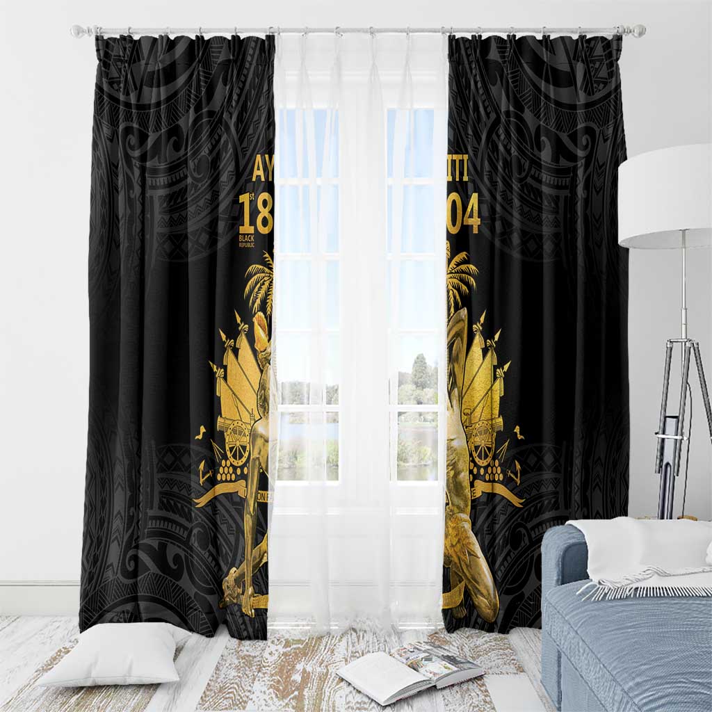 Haitian Negre Marron 1804 Window Curtain Black Polynesian Pattern LT9 - Polynesian Pride