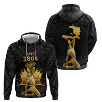 Haitian Negre Marron 1804 Zip Hoodie Black Polynesian Pattern