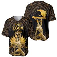 Haitian Negre Marron 1804 Baseball Jersey Gold Polynesian Pattern