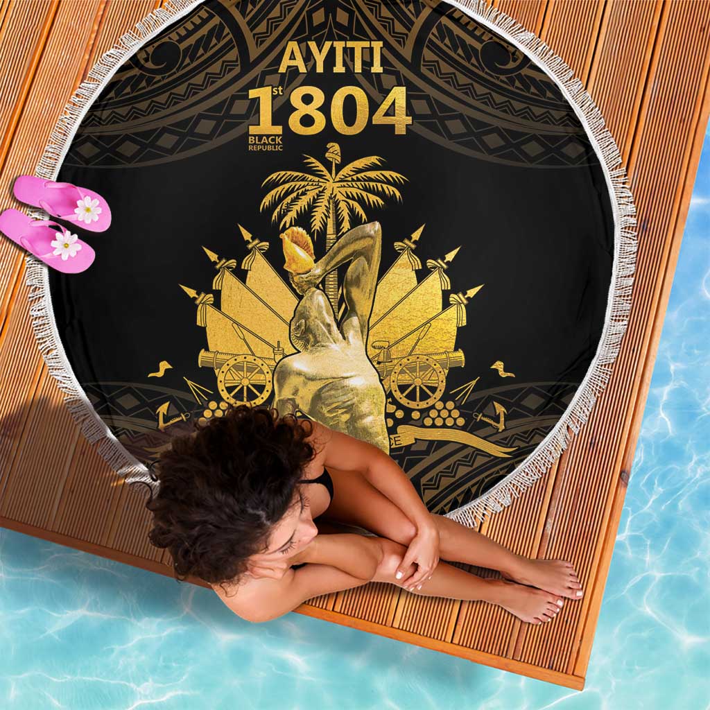 Haitian Negre Marron 1804 Beach Blanket Gold Polynesian Pattern LT9 - Polynesian Pride