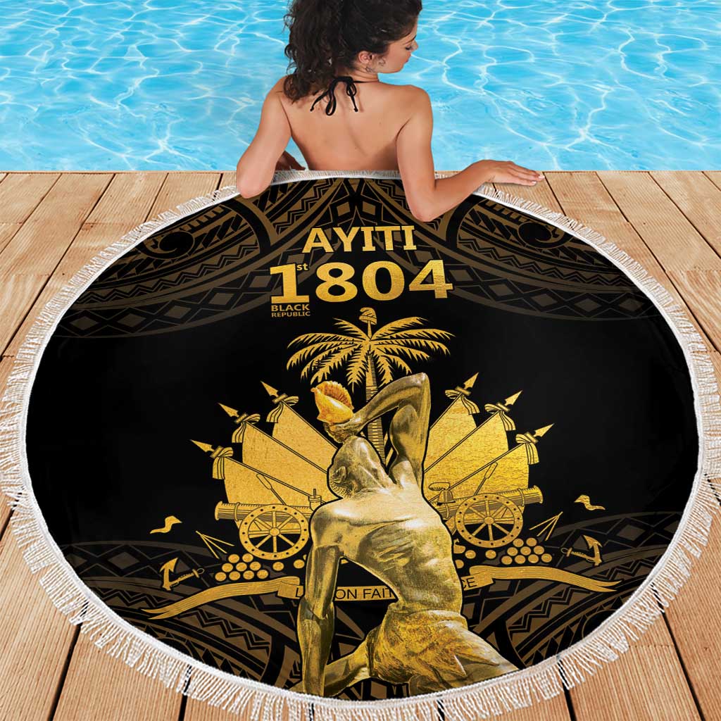 Haitian Negre Marron 1804 Beach Blanket Gold Polynesian Pattern LT9 - Polynesian Pride