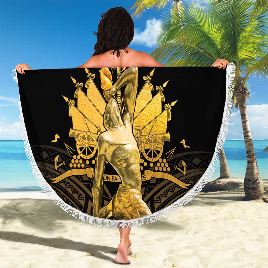 Haitian Negre Marron 1804 Beach Blanket Gold Polynesian Pattern LT9 - Polynesian Pride