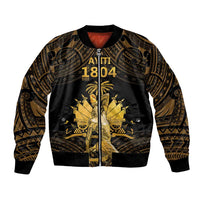 Haitian Negre Marron 1804 Bomber Jacket Gold Polynesian Pattern LT9 Unisex Gold - Polynesian Pride
