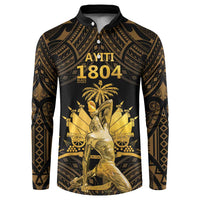 Haitian Negre Marron 1804 Button Sweatshirt Gold Polynesian Pattern LT9 Gold - Polynesian Pride