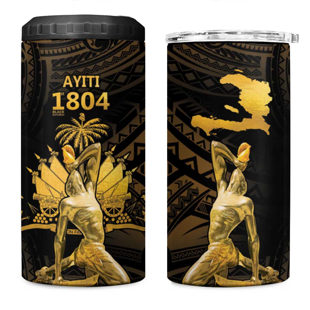 Haitian Negre Marron 1804 4 in 1 Can Cooler Tumbler Gold Polynesian Pattern LT9 One Size: 16 oz Gold - Polynesian Pride