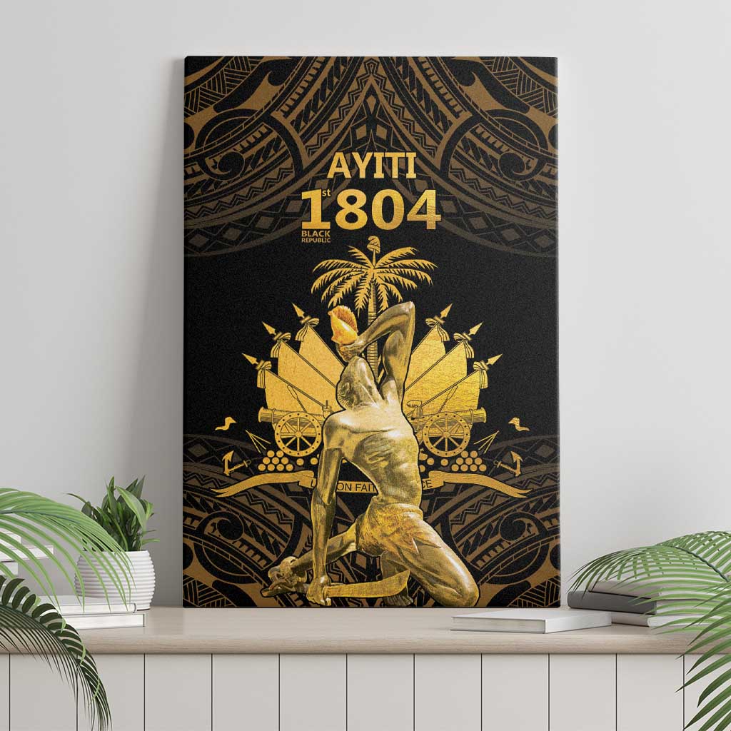 Haitian Negre Marron 1804 Canvas Wall Art Gold Polynesian Pattern LT9 - Polynesian Pride