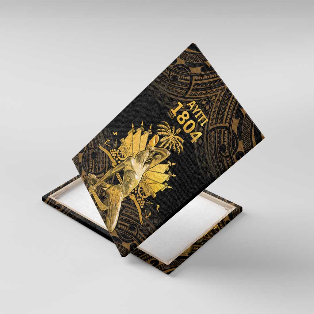 Haitian Negre Marron 1804 Canvas Wall Art Gold Polynesian Pattern LT9 With Frame Gold - Polynesian Pride